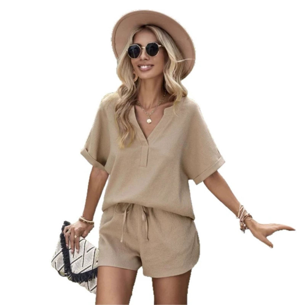 ZARA Solid Color Relaxed Fit T Shirt Shorts Lounge Set